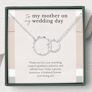 Presente para a mãe no dia do casamento do conjunto filho e filha Colar com cartão de mensagem significativo Presente para a mãe no dia do casamento