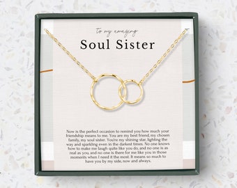 Soul sister circle necklace gift, Friendship necklace, Best friend gift, BFF dainty infinity necklace gift, Sterling Silver