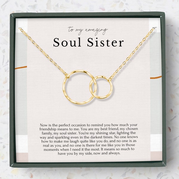 Soul sister circle necklace gift, Friendship necklace, Best friend gift, BFF dainty infinity necklace gift, Sterling Silver