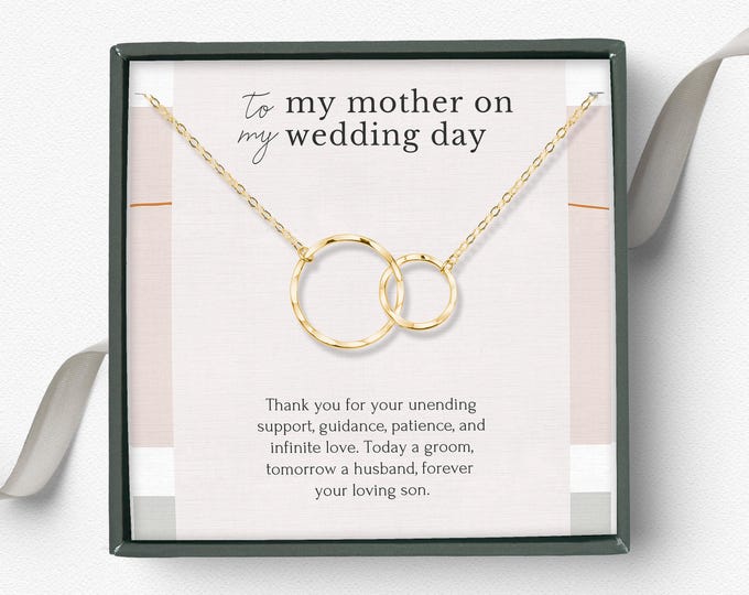 Gift for mom from son on wedding day • Mother of the groom gift from groom • Necklace for mom from son wedding • Sterling silver circle