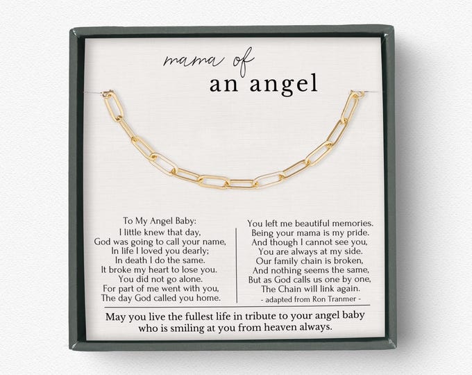 Miscarriage Gift Necklace, stillborn necklace, Pregnancy Loss, Bereavement Gift, Mama of an angel necklace,  chain