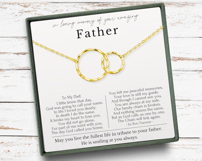 Loss of Father gift necklace, Sympathy gift loss of father, father passed away gift, interlocking circles  or Sterling Silver