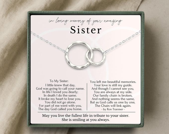 Loss of Sister Sympathy gifts, Loss of sister necklace, In Memory of Sister necklace, Sister keepsake gift necklace Silver