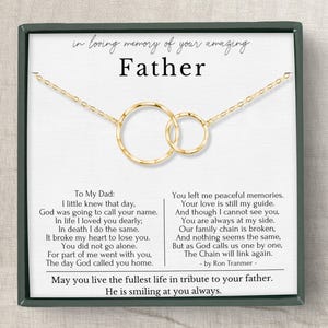 Collier cadeau perte du père, cadeau de sympathie perte du père, cadeau père décédé, cercles entrelacés ou argent sterling