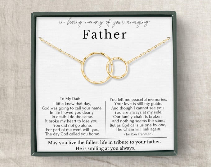 Loss of Father gift necklace, Sympathy gift loss of father, father passed away gift, interlocking circles  or Sterling Silver