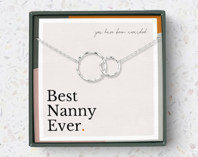 Best Nanny Ever gift, Nanny appreciation necklace gift, Thank you Nanny necklace gift, Best Nanny ever gift, Silver,