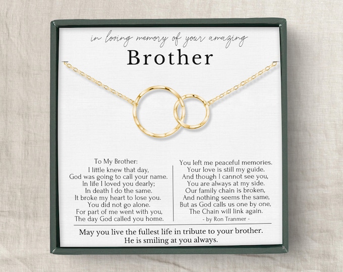 Loss of Brother Gifts, Loss of brother poem gift, Loss of Brother necklace, Condolence Gift, Brother keepsake,  necklace