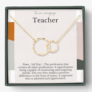 Geschenk für Lehrer, Geschenk für den Ruhestand, Dankeschön für Lehrer, Kreise Halskette 14K vergoldet, Sterling Silber
