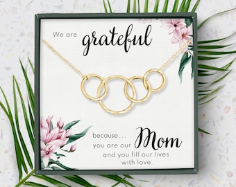 Mom Necklace Gift from 3 Children | Jewelry gifts for Mother from 3 Kids | Birthday Present from Three Sons or Daughters | Mothers day gift