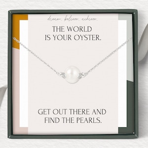 Collar de perlas de graduación, regalo para ella, graduación universitaria, regalo de graduación de secundaria para ella, regalo para mejor amiga universitaria, plata esterlina