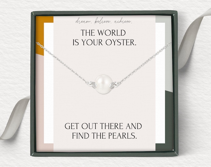 Graduation Pearl necklace gift for her, College graduation, High school graduation gift for her, Best friend Gift college, Sterling Silver