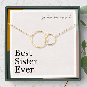 Il regalo migliore per una sorella, collana con cerchi intrecciati per sorella maggiore e sorella minore, in argento sterling o oro vermeil 14k