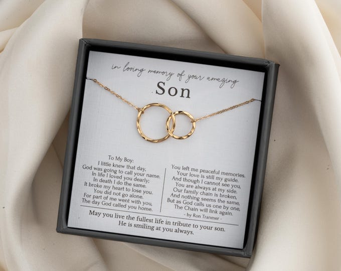 Loss of Son Gifts, Son Memorial necklace, Loss of Son sympathy gift, Condolence Gift, Broken Chain Poems, Sterling Silver Necklace