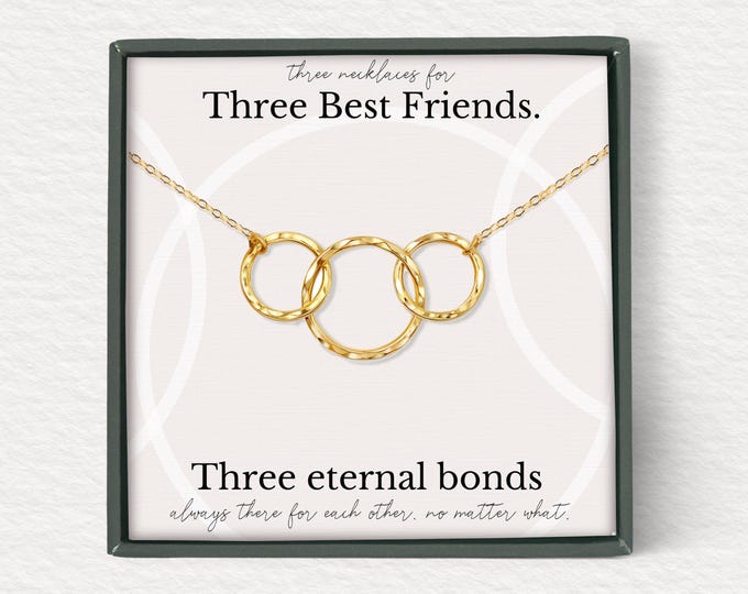 Best friend necklace for 3 | Three best friends jewelry | Long distance best friend gift | Best friend birthday gift | BFF necklace for 3
