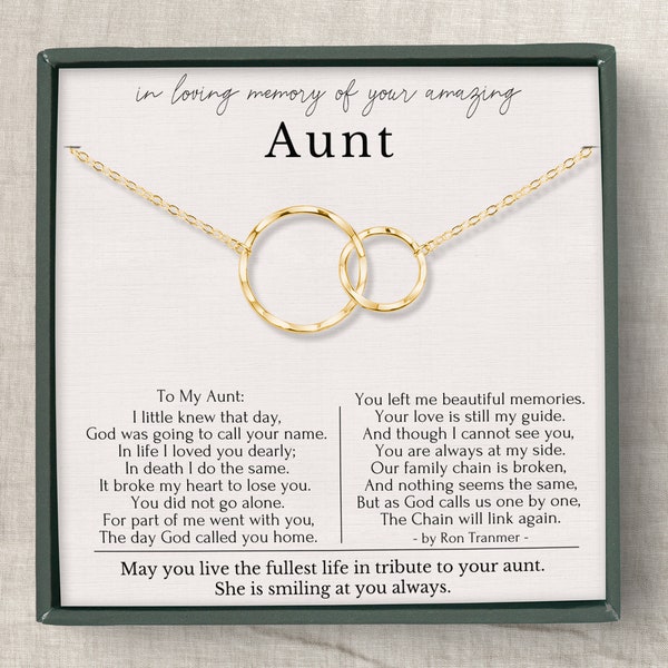 Loss of aunt memorial gift | Aunt Memorial Necklace | Sympathy gift loss of aunt | Aunt remembrance jewelry | Condolence gift for her