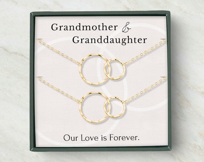Grandmother Granddaughter necklace set, grandma necklace in sterling silver, grandmother necklace birthday gift