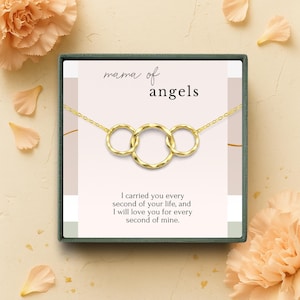 Twin Loss Memorial Necklace – Mama of Angels Jewelry – Sympathy Gift for Mom After Miscarriage or Loss of Twins 14k Gold Vermeil