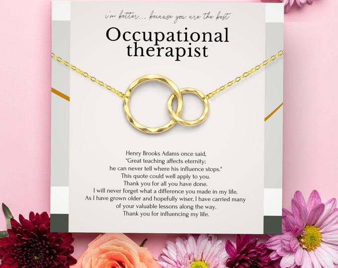 OT Gift | Occupational Therapist Thank You Gift | Therapist & Teacher Appreciation Gift for Her | Interlocking Circles in Sterling Silver
