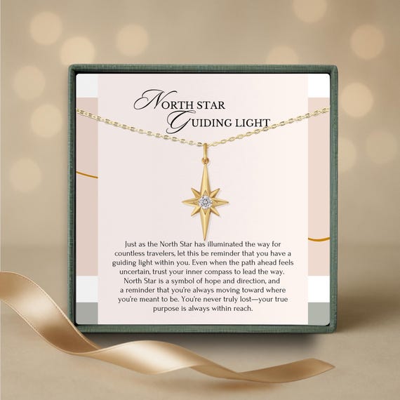 North Star Necklace Gift for her • Graduation Jewelry Gift for her • Sterling Silver Gold