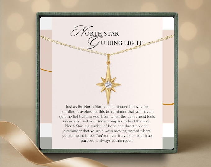 North Star Necklace Gift for her • Graduation Jewelry Gift for her • Sterling Silver Gold