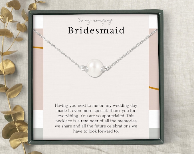 Bridesmaid Gift from Bride for Bridesmaid | Bridal Party Jewelry Pearl and Crystal Jewelry | Thank You Wedding Present | Maid of Honor
