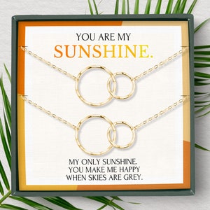 You Are My Sunshine Mother Daughter Necklace Set Mommy and Me