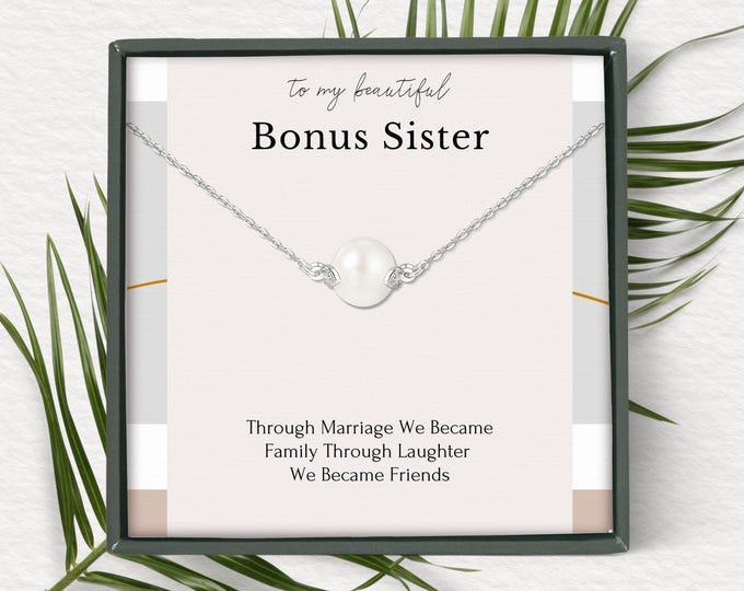 Bonus Sister wedding gift, Bonus sister Friendship necklace, Bridesmaid necklace gift, dainty necklace, Sterling Silver