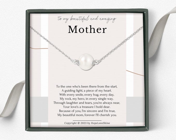 Mothers necklace gift • Mom gift from Son Daughter Wedding Day • Mother's day necklace • Mom Birthday gift ideas • Thank you Mom gift