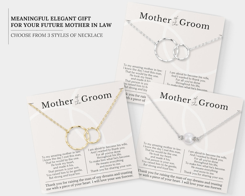 This 14k & Sterling Silver Interlocking Circles Necklace is 18 inches long and is adjustable. Choose from three stunning styles from your mother in law. Each style celebrates everlasting love and connection. It is packed in a beautiful jewelry box.