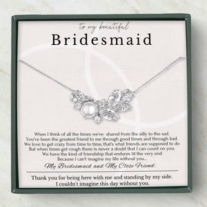 Brautjungfern Halskette Geschenk Perle Cluster Kristallhalskette einzelnen Diamant Anhänger Poem Karte Geschenkkasten