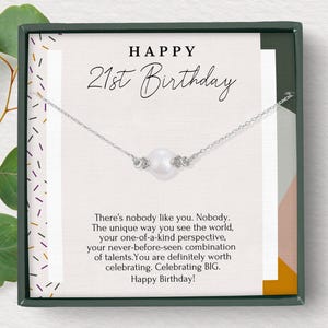 Presente de aniversário de 21 anos para filha, joias de aniversário de 21 anos para melhor amiga, presente de aniversário de 21 anos para namorada, colar de pérolas delicado, prata esterlina