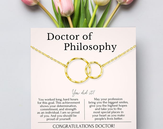 Doctor of Philosophy Graduation & Congratulations Gift for Her, PhD Gift for Doctor, Philosophy Student, Doctorate Necklace Sterling Silver