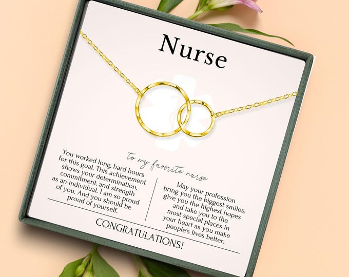 Nurse Graduation Gift, Graduation gift for nurse, Nurse Grad Gift, Nurse necklace, interlocking Circles Sterling Silver