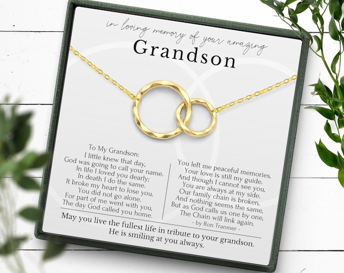 Loss of Grandson Gifts, Loss of Grandson poem gift, Grandson memorial necklace, Condolence Gift, Grandson keepsake, Sympathy gift necklace