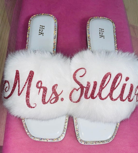 fluffy bling slippers