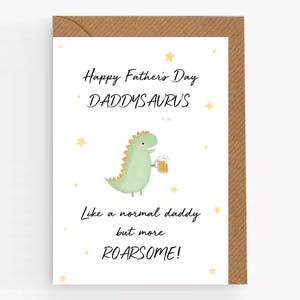 Carte de fête des pères Daddysaurus pour papa. Carte Papa Punny. Bonne fête des pères. Carte de dinosaure. Carte pour papa. Papa génial. Jolie carte de papa.