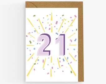 Colorful 21st Birthday Card for Friend or Daughter