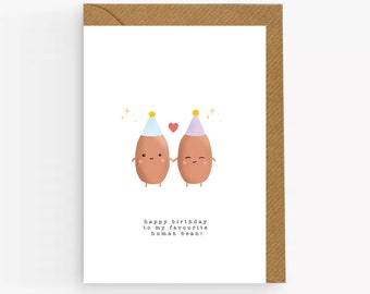 Favourite Human Bean Birthday card. Happy Birthday To My Favourite Human Bean Card. Food Pun Birthday Card. Wife/Husband Cute Birthday Card