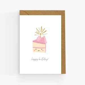 Cute Birthday Card. Cake Birthday Card. Birthday Cake Card. Happy Birthday Card For Friend. Cute Food Birthday Card. Card For Her.