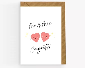 Mr & Mrs Hochzeitskarte: Glückwunschkarte mit Herzen