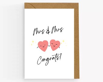 Mrs and Mrs Wedding Card. Gay Wedding Card. Same Sex Wedding Card. Lesbian Wedding Card. LGBTQ Wedding Card. Mrs and Mrs Card.