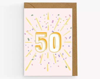 Colorful 50th Birthday Card: A6 Kraft Envelope