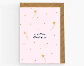 Pink Shooting Star Thank You Card, Thanks A Million