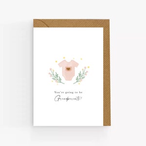 Faire-part de grossesse. Carte de révélation de grossesse. Carte Vous allez être grands-parents. Grand-père, future grand-mère. Grossesse d'un nouveau bébé.