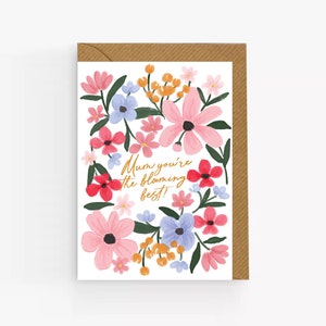Mother&#39;s Day Floral Card. Best Mum Card. Botanical Mothers Day Card. Floral Card For Mum/Mom/Mam. Special Mum Card. Gift For Mum. UK Design