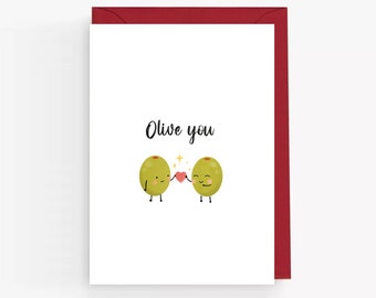 Olive You Valentine's Day Card: Funny Pun Anniversary Card