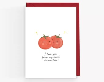 Funny Valentines Day Card: Kawaii Tomatoes Anniversary Card