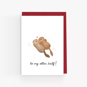 Carte de Saint Valentin loutre. Jolie carte de Saint-Valentin. Carte de Saint-Valentin pour mari, femme, fiancé, fiancée, petit ami, petite amie.