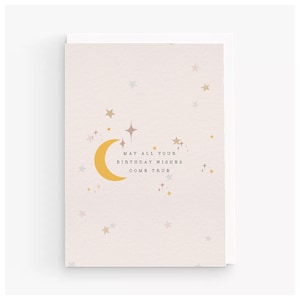 Carte de voeux d'anniversaire. Carte de joyeux anniversaire avec des étoiles. Jolie carte pour elle. Carte d'anniversaire d'un ami. Carte Lune Et étoiles. Conception britannique. A6