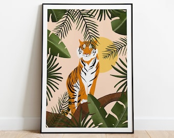 Animal Print Digital Download Steampunk Hipster Tiger Art Print Tiger Artwork Tiger Poster Book Art Tiger Print Tiger Wall Art